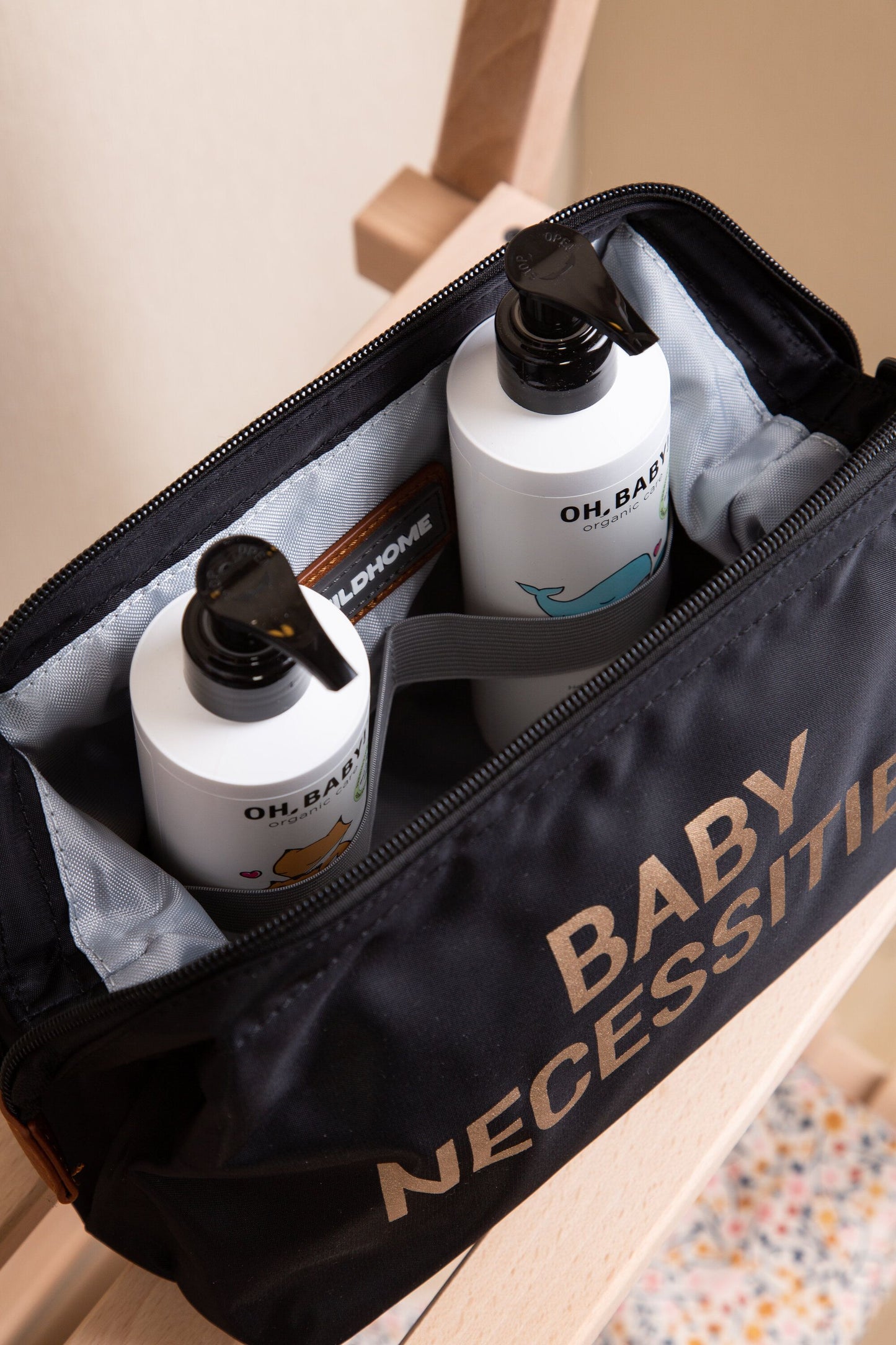 BABY NECESSITIES TOILETRY BAG - BLACK GOLD - IL CASSETTO DEL BEBÈ