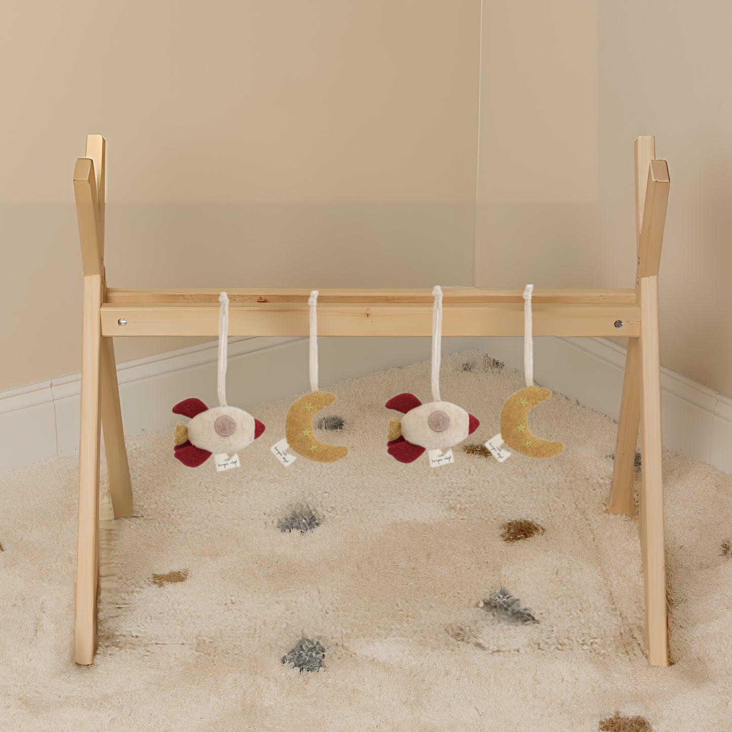 Supporto culla evolutiva in legno trasformato in palestrina per neonato 3 in 1