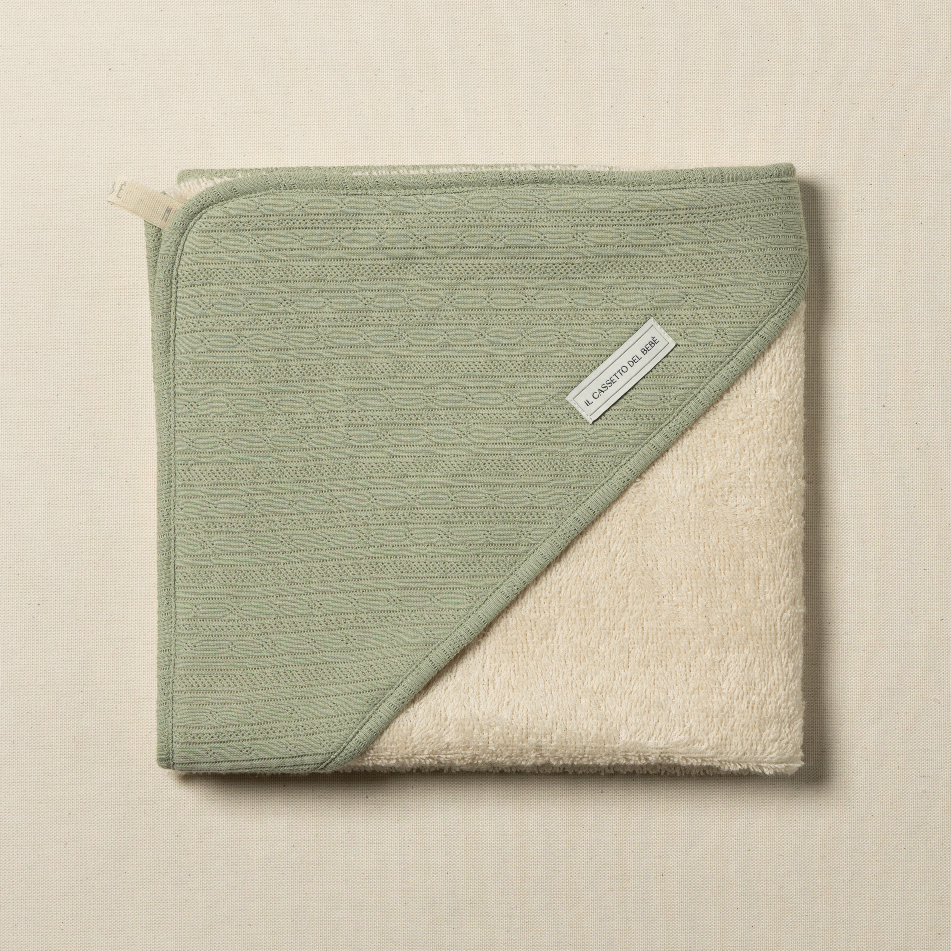 accappatoio nascita in spugna di cotone verde matcha