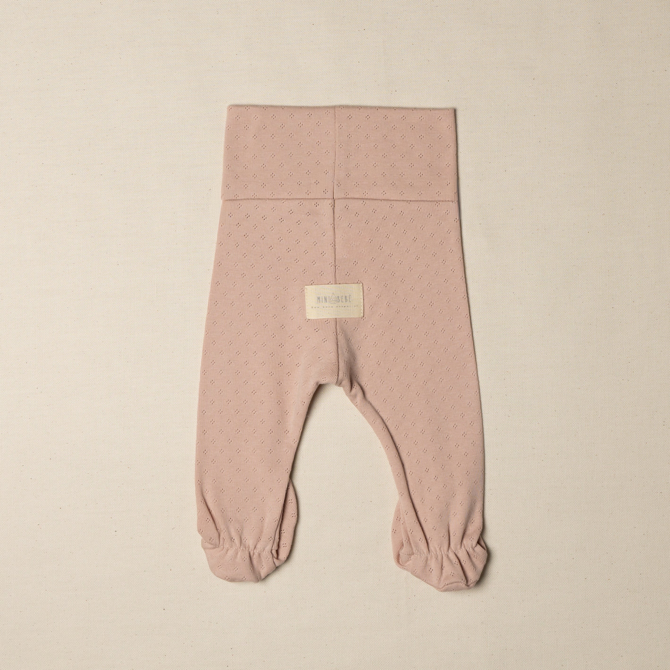 pantalone con piedino neonato rosa pointelle cotone organico