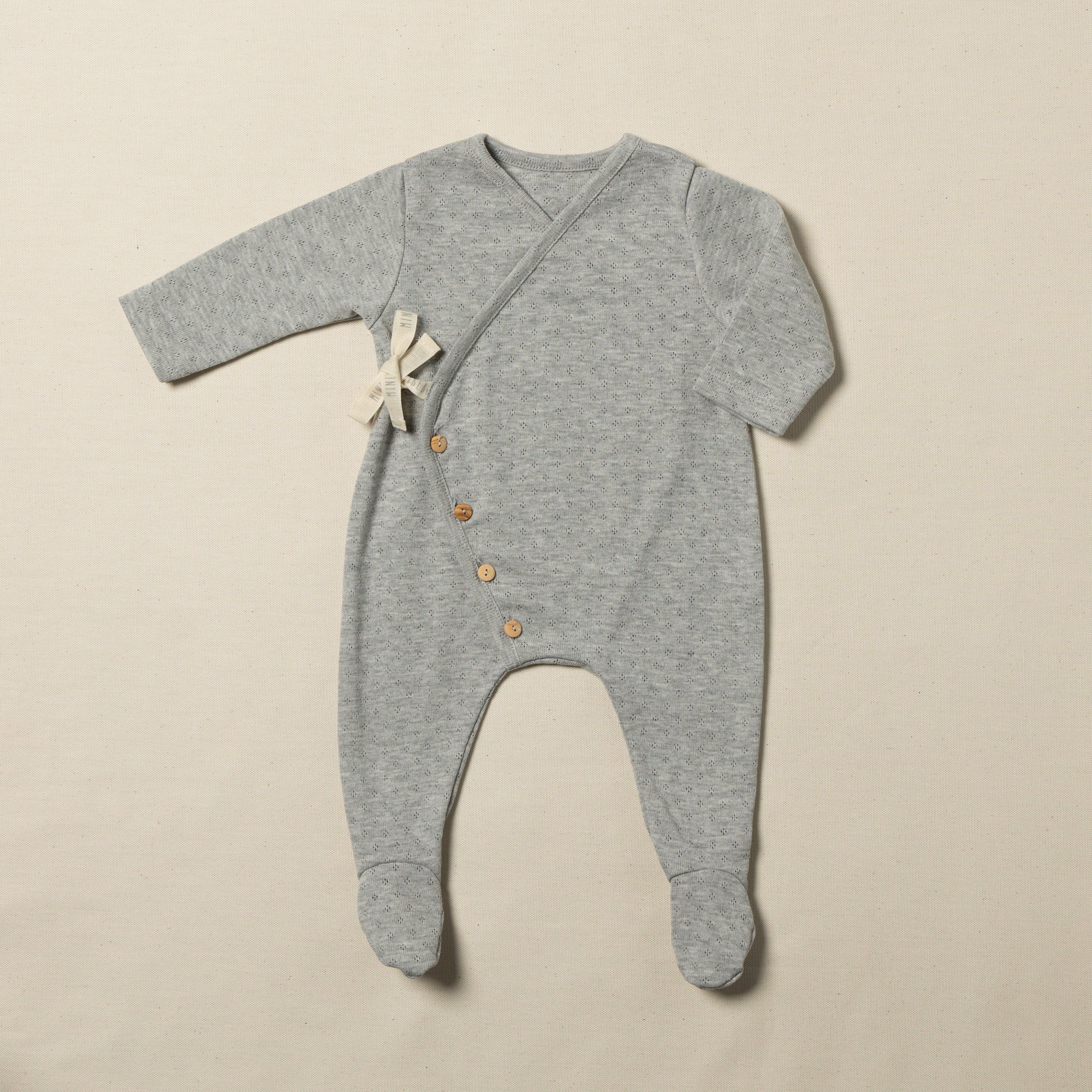 tutina incrociata neonato cotone grigio