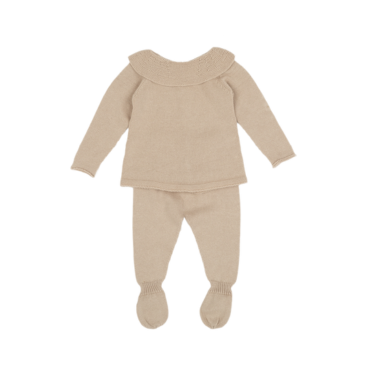 Set neonato in maglia-Cipria - IL CASSETTO DEL BEBÈ 
