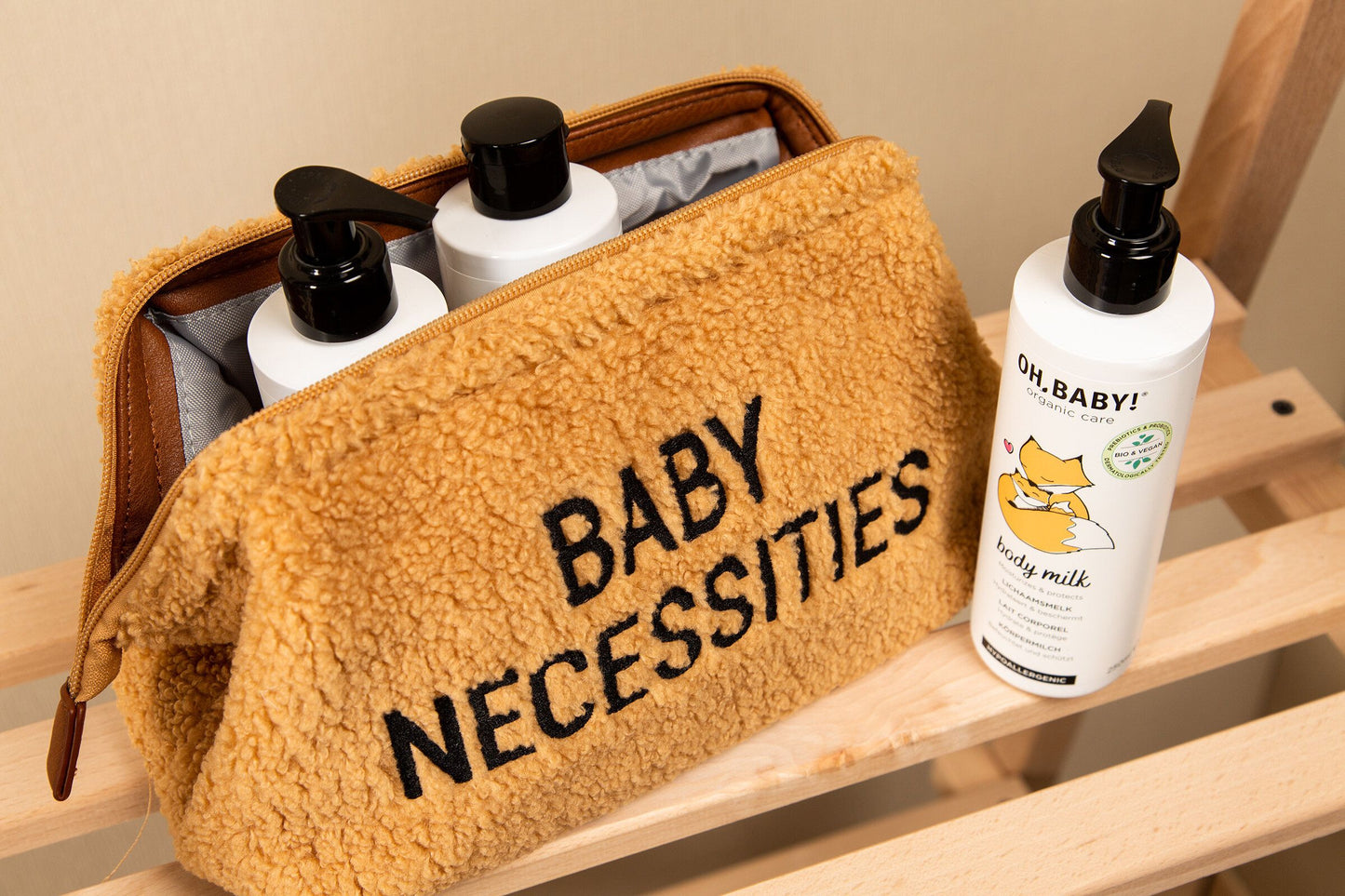 BABY NECESSITIES TOILETRY BAG - TEDDY BROWN