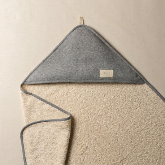Asciugamano in cotone organico per neonato Beige e grigio