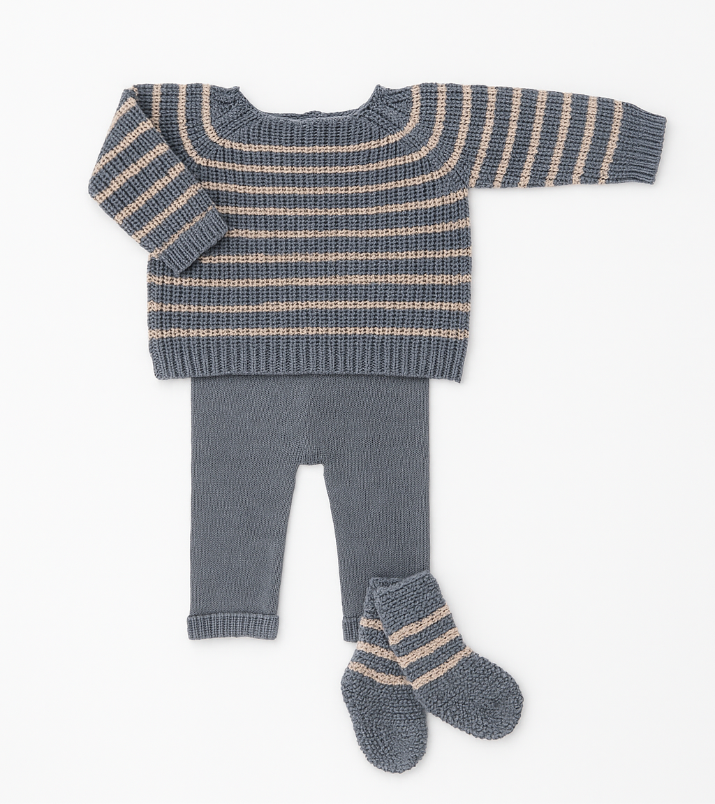 Completo in Maglia-Righe Blu