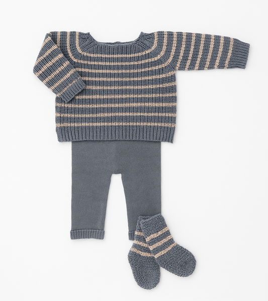 Completo in Maglia-Righe Blu