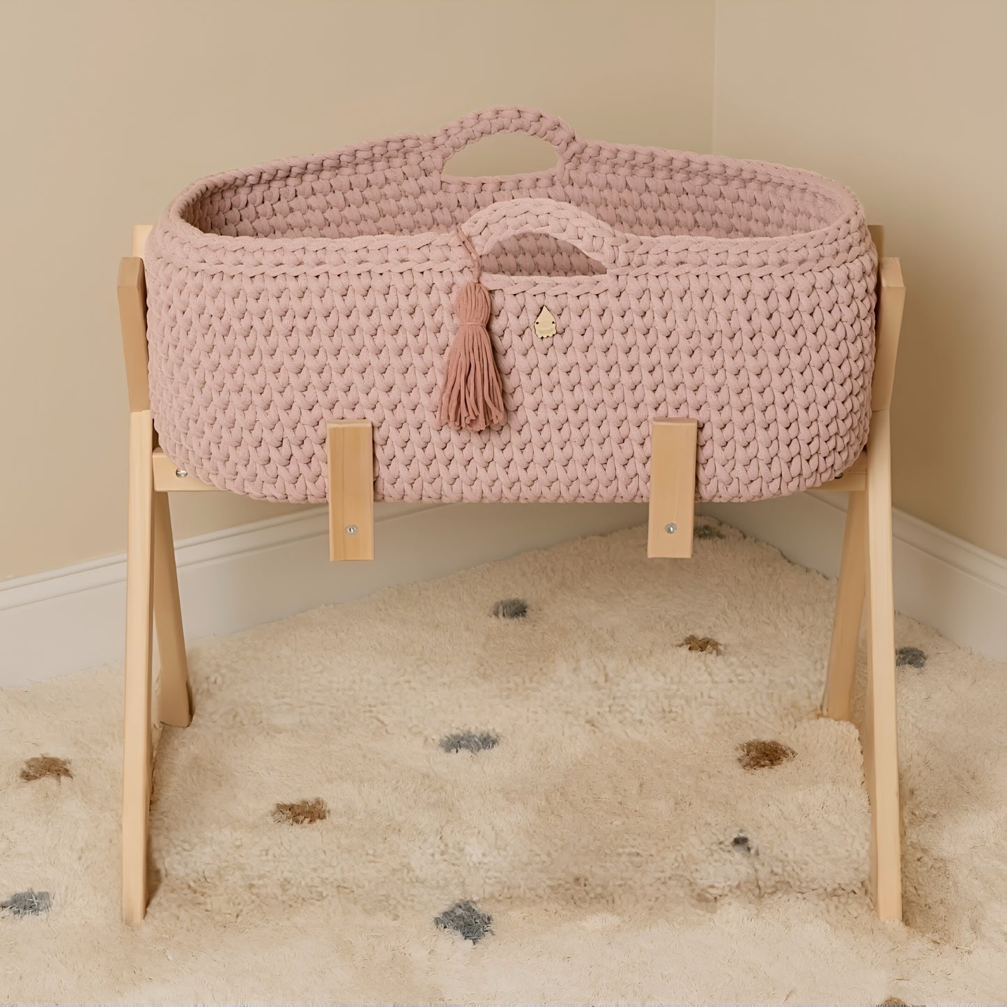 Culla evolutiva neonato 2 in 1 con supporto in legno naturale per arredamento cameretta