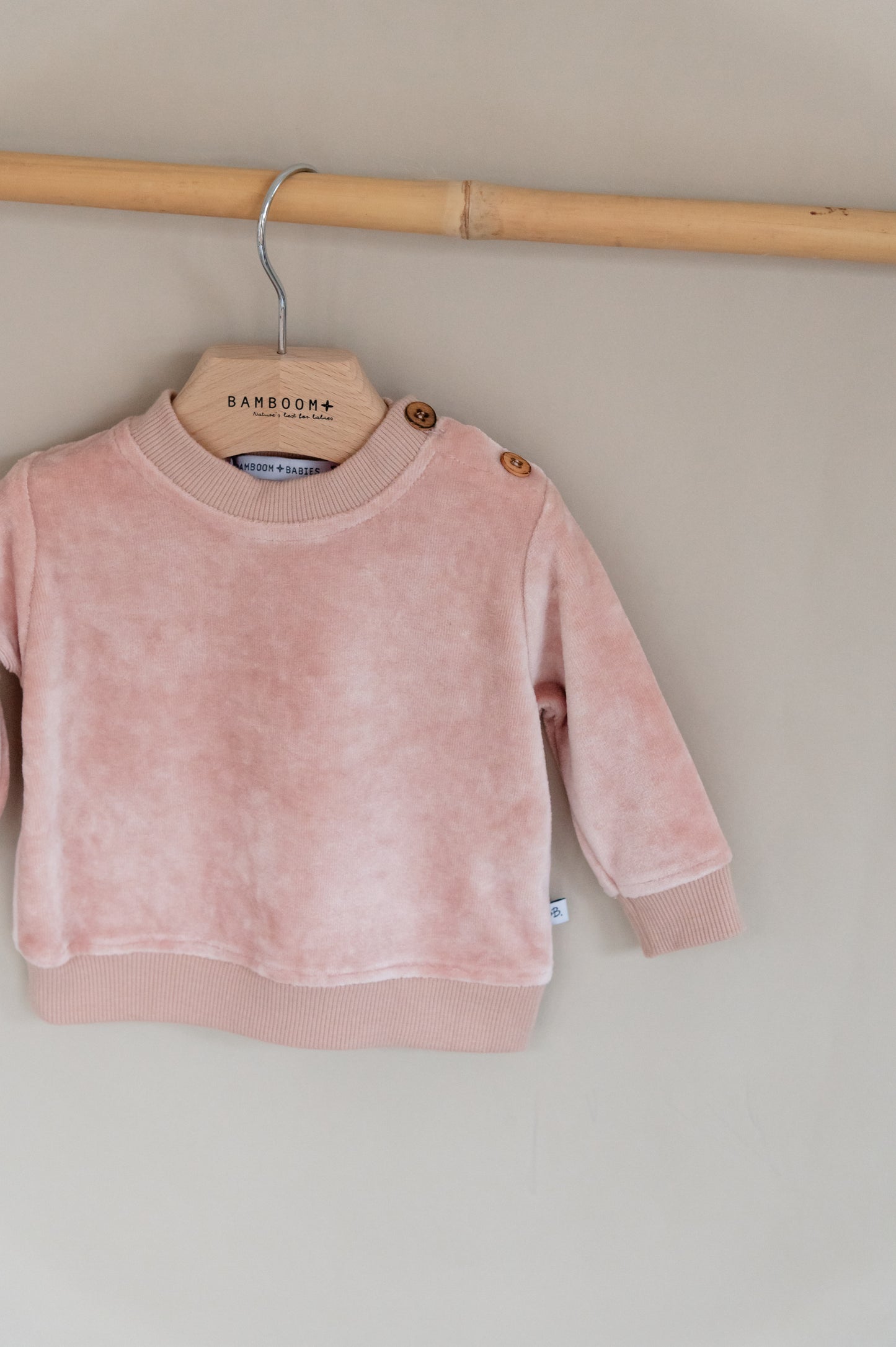 Maglia in velluto Rosa cipria-Bamboom