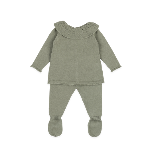 Set neonato in maglia-verde - IL CASSETTO DEL BEBÈ 