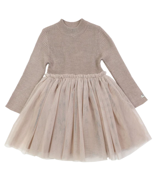 Abito Bambina maglia e Tulle-Malva
