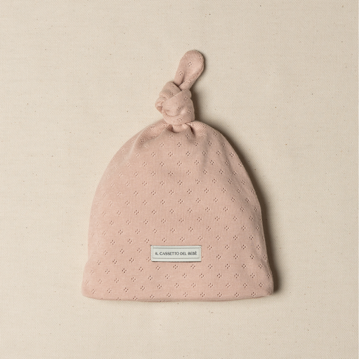 Cappellino con nodo Pointelle rose