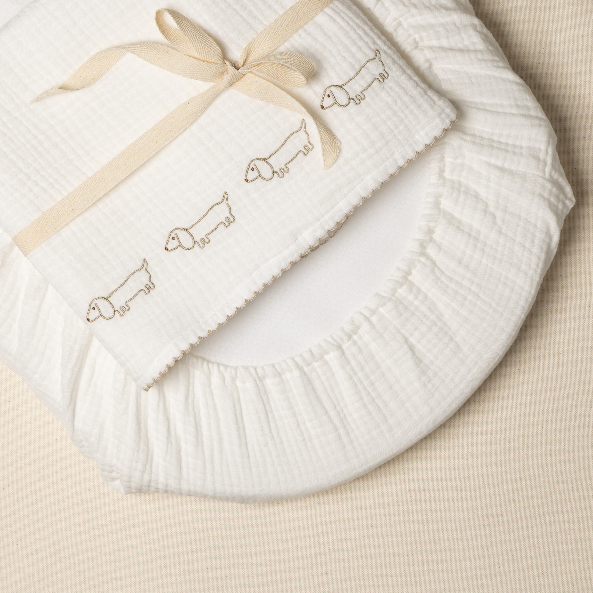 Lenzuola per culla neonato con ricamo minibebè