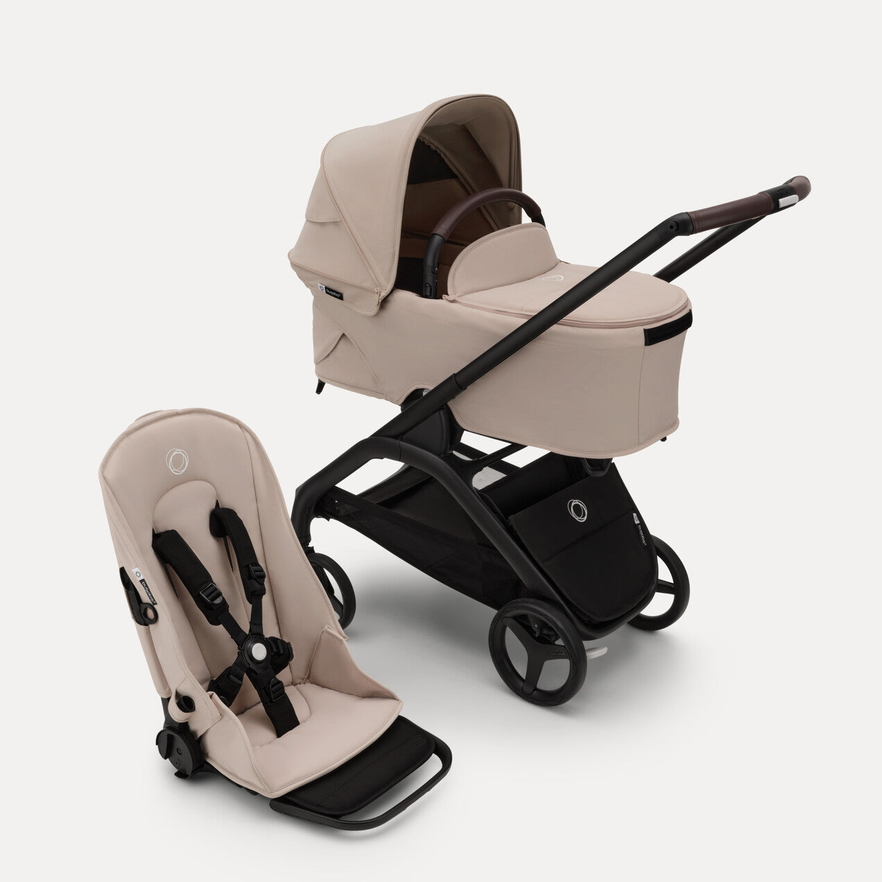Passeggino bugaboo navicella richiudibile colore beige 