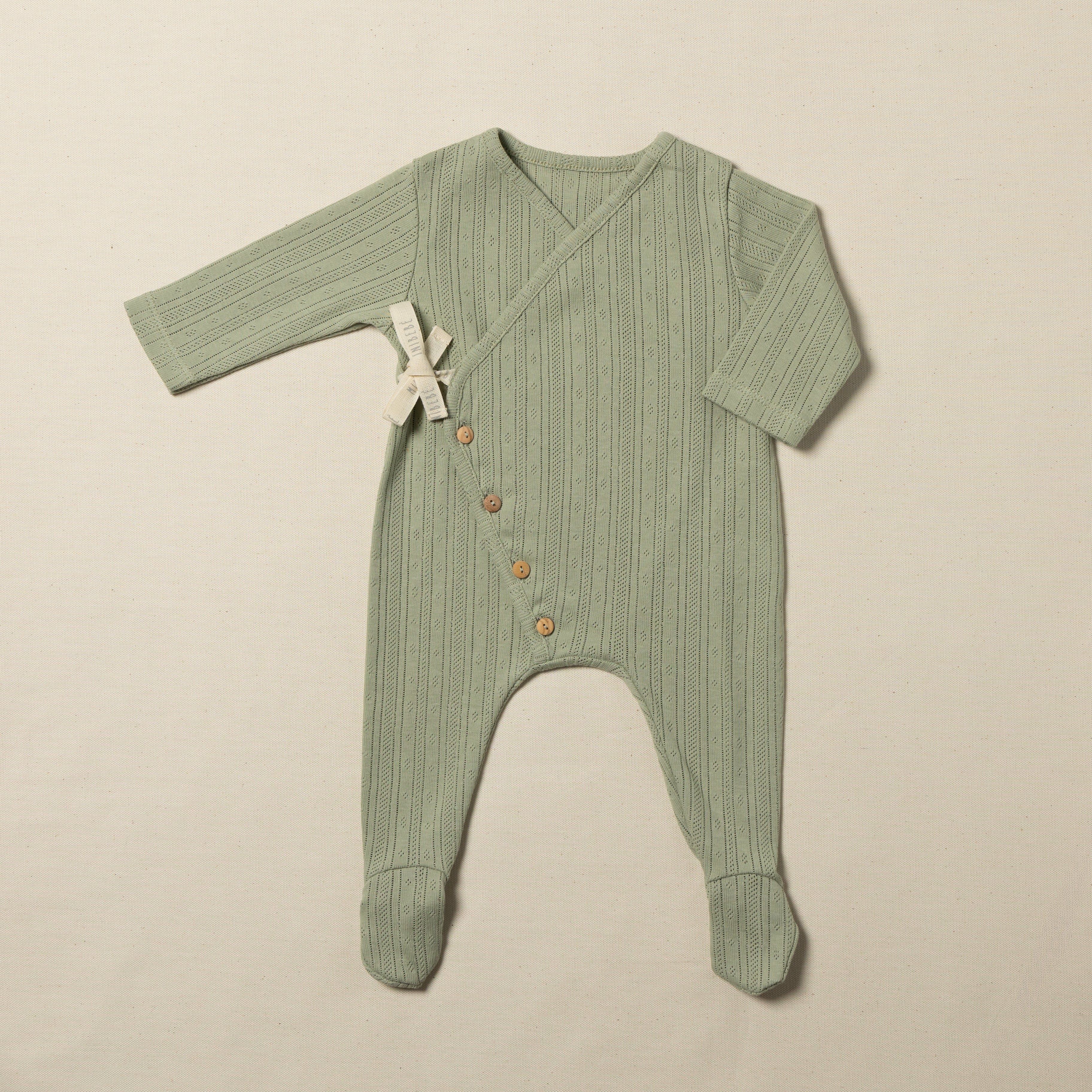 tutina neonato incrociata verde matcha