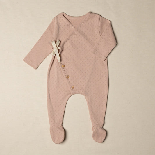 Tutina nascita rosa cotone organico pointelle