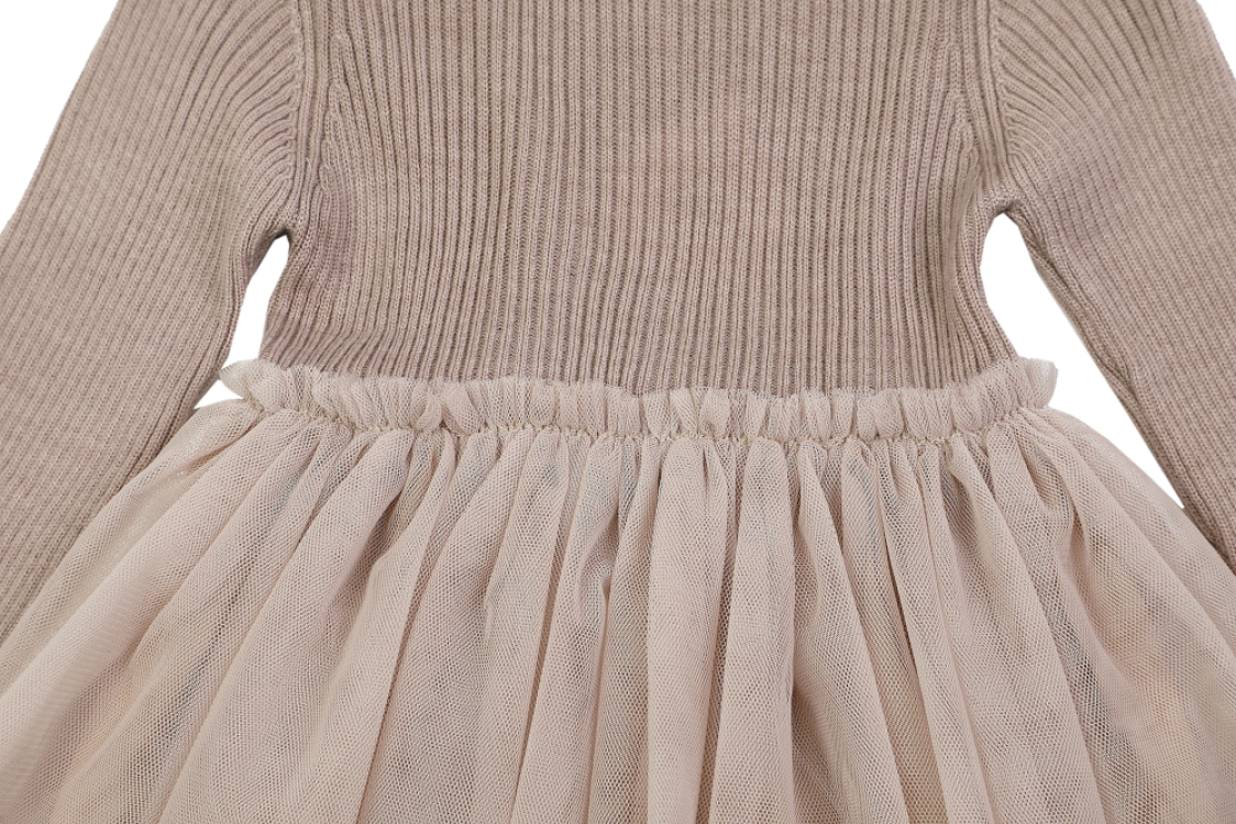 Vestito bambina invernale con top in maglia e gonna in tulle 