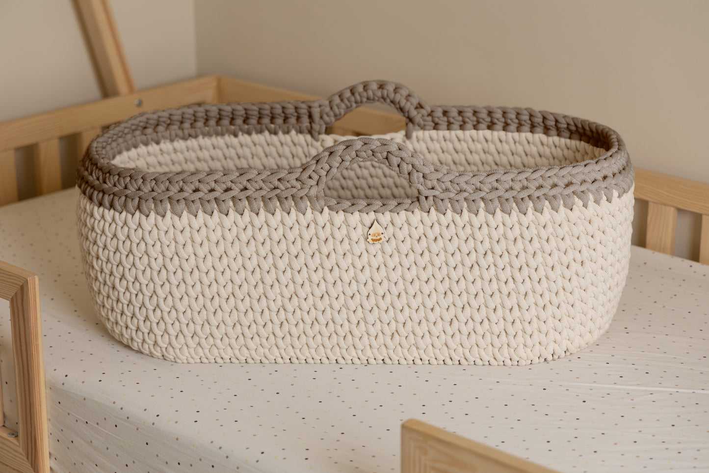  Culla neonato uncinetto avorio e marrone-Made in italy