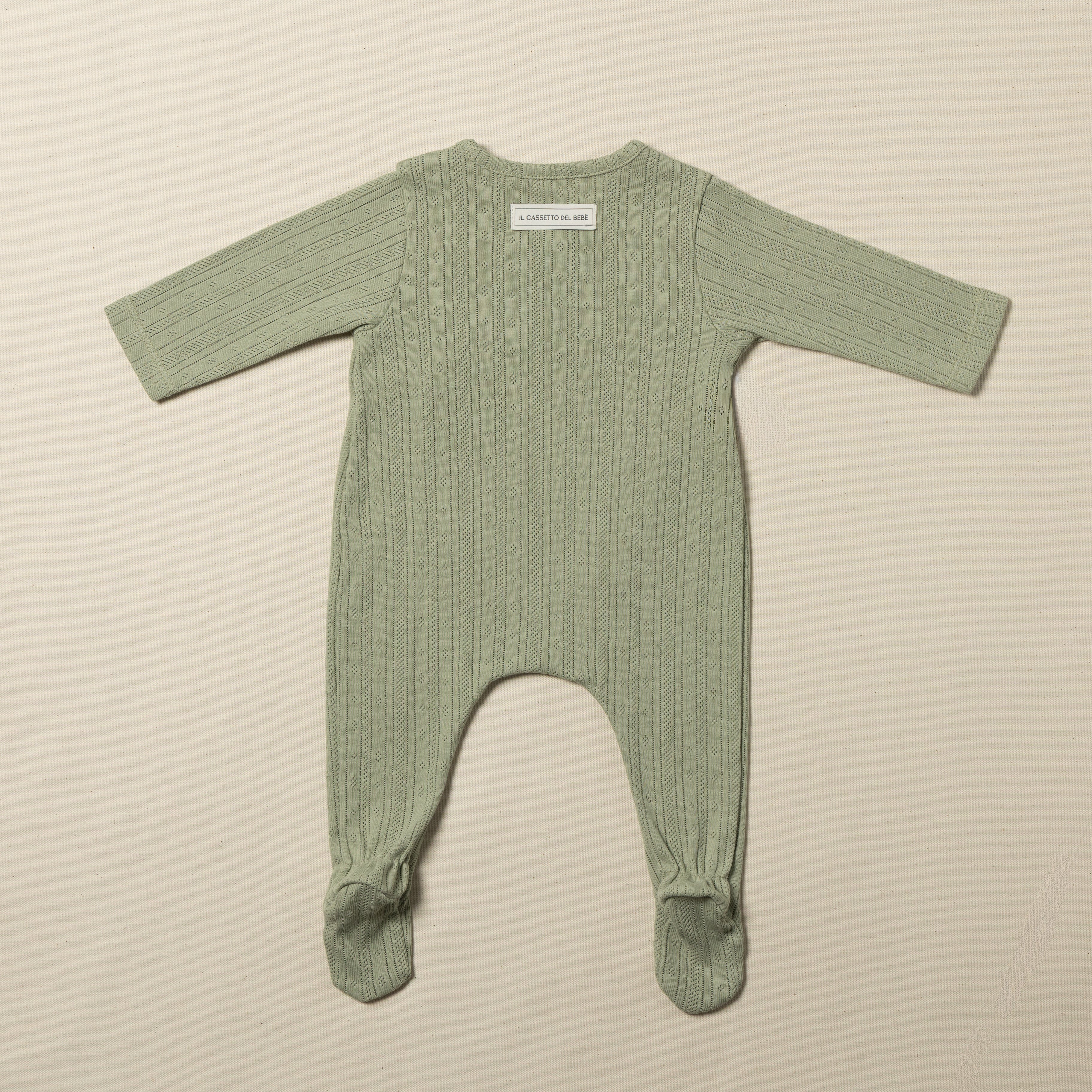 tutina nascita in cotone traforato verde